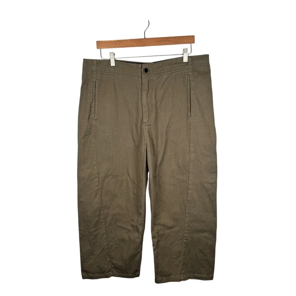 Roucha Paya‎ Denim Barrel Jeans Wide Leg Denim Canvas Baggy Size C Olive Green
